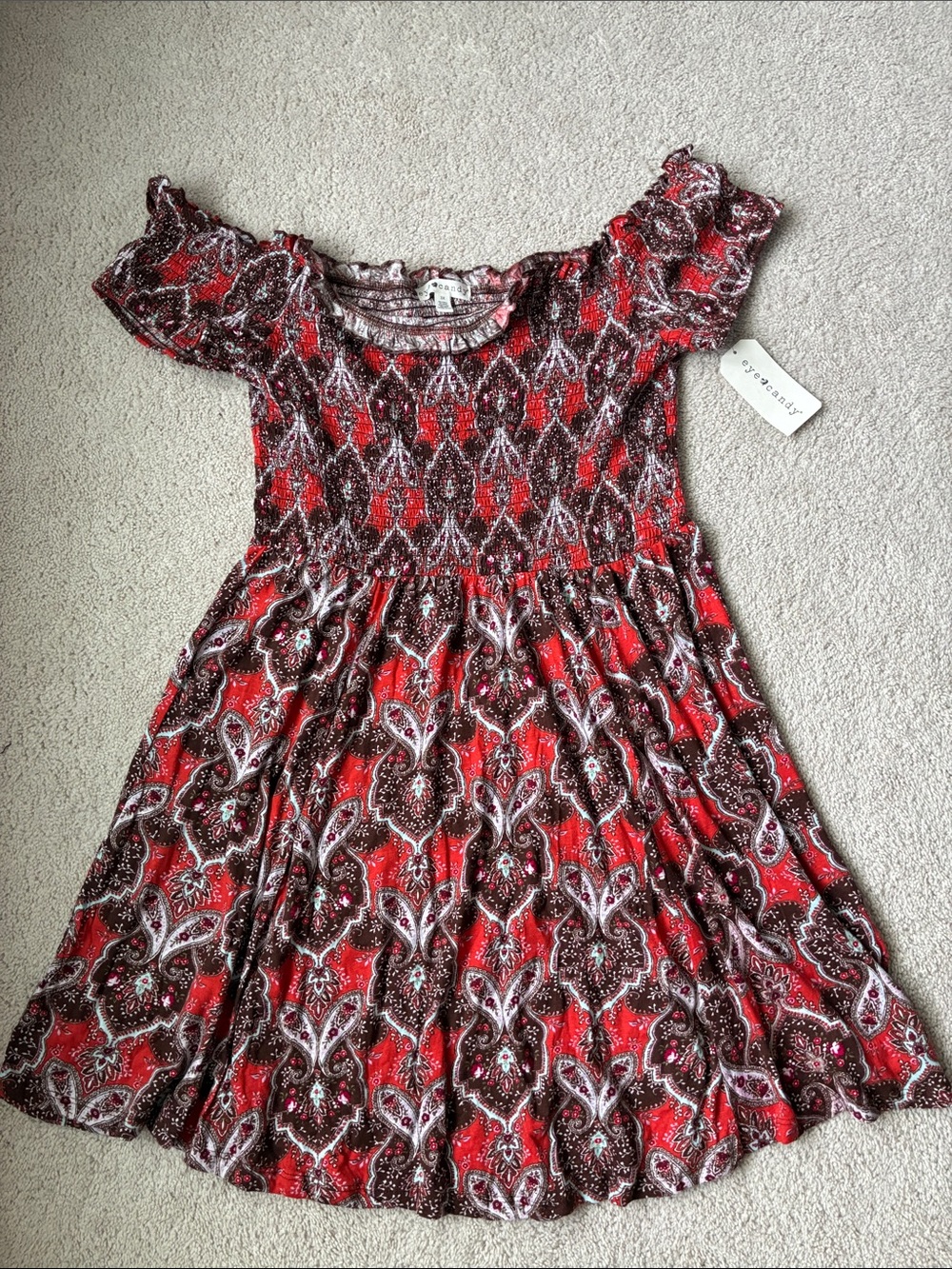Eye Candy new Red Paisley Smocked Waist Dress size 3X
